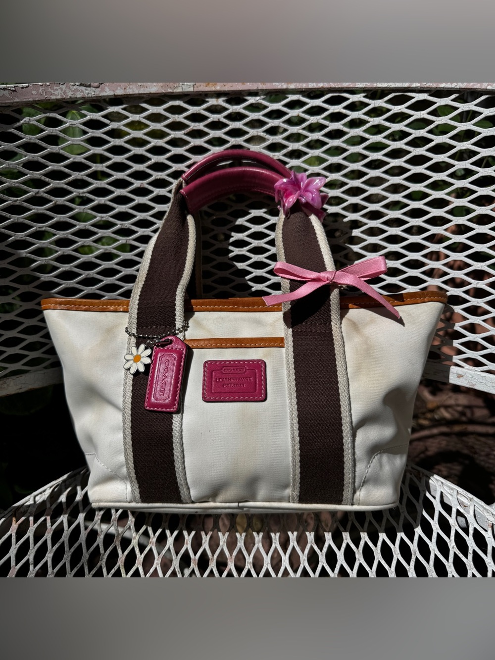 Y2K Mini Wite Coach Hamptons Tote